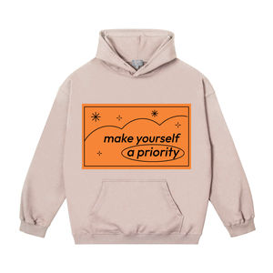 Soyez un Prioritaire : Sweat à Capuche Unisexe Oversize en Coton French Terry Décontracté pour l'Automne, Streetwear avec Logo Imprimé sur le Devant - Product Image 4