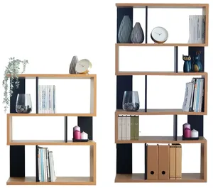 Wooden and Metal Thick Board 5-layer <b>Book</b> Storage <b>Display</b> Bookcase for Living Room - Product Image 3