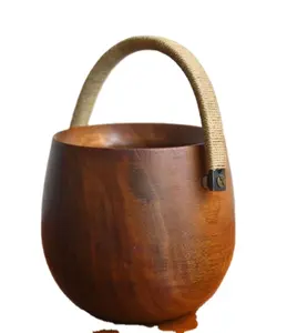 Vela colgante redonda de madera para decoración del hogar, tarro de vela de alta calidad con mango, para uso en fiesta, nuevo diseño