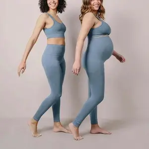 Pantalon de maternité écologique personnalisé pour femme enceinte vêtements de grossesse respirants sans couture sport leggings de yoga pour enceinte