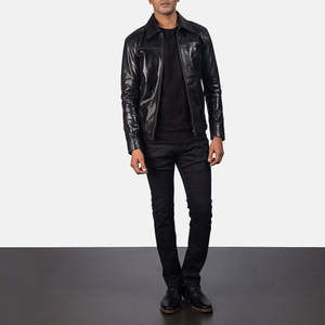 Veste en cuir de vache véritable noire pour homme, de seconde qualité, réversible, taille XS, pour l'automne - Product Image 4