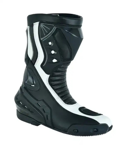 Bottes de moto de course automobile, longues, en cuir, respirantes, imperméables, coupe-vent, de haute qualité, en cuir de vache véritable, chaussures de moto - Product Image 3