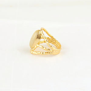 Anillo de latón al por mayor, anillo de banda ajustable de rutile dorado genuino, textura de diseñador, chapado en oro de 18k, anillos de moda para mujer - Product Image 3