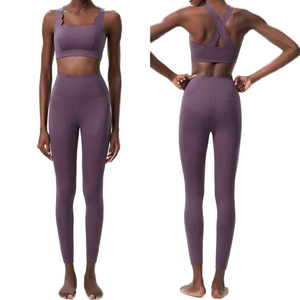 Women's Super Stretch Slim <b>Fit</b> <b>Gym</b> Suit Breathable Two-Piece Fitness Sportswear with Solid Color Printed Pattern PCS-R-64 - Product Image 2