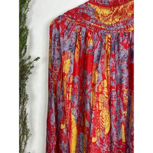 Vintage Boho Pyjama Aus Recycelter Seide Bequeme Nachtwsche Mit Kordelzug Und Weiten Beinen Entspannte Strandkleidung - Product Image 2