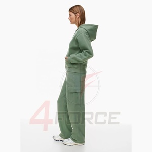 Sudadera con capucha de algodón grueso de 480 GSM para mujer, con cremallera completa, estilo urbano, para invierno, fabricante OEM de marca privada - Product Image 4