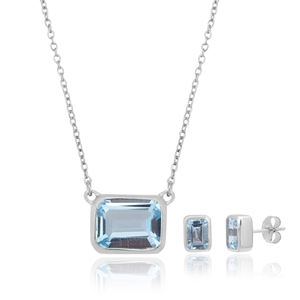 Gran oferta, collar con colgante de Topacio Azul Natural de Plata de Ley 925 con cadena de eslabones clásica y ajuste de bisel, regalos de fiesta - Product Image 3