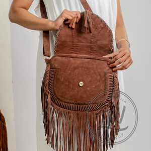 LW Women's Vintage Style Shoulder Sling Bag Handcrafted Leather School Bag Cotton Zipper New Fashion Trending Spring/Summer - Product Image 3