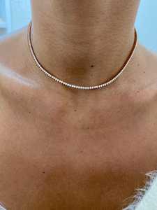 Design élégant E/VS1 coupe ronde colliers de tennis en diamants naturels certifiés GIA colliers en or rose massif 14K ensemble de broches colliers OEM ODM - Product Image 3