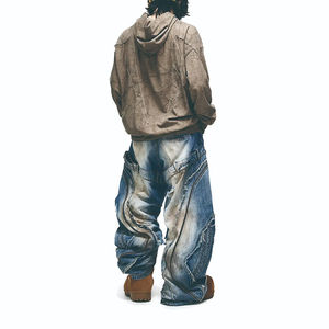 Sweat-shirt à manches longues de haute qualité, coupe ample, avec boutonnière en métal, imprimé, appliqué croisé, broderie, lavage à l'eau, sweat-shirt pour homme - Product Image 2