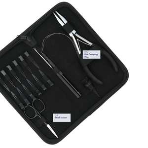Kit de coiffeur pour extensions, outil de sertissage à microbilles en acier inoxydable, boucle de traction à pointe plate, petites ciseaux de coupe et 12 pinces - Product Image 4