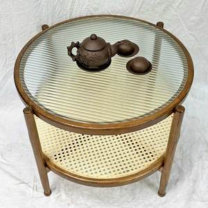 Modern Two-Tier Round Glass Top Coffee <b>Table</b> 58x46cm Durable Living Room Furniture Side <b>Table</b> for Entry Home Use - Product Image 4