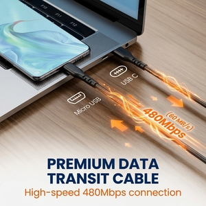 Cable de Carga Rápida LUNGKAY Personalizado USB 2.0 Tipo <span class=keywords><strong>C</strong></span> <span class=keywords><strong>a</strong></span> Micro <span class=keywords><strong>B</strong></span> de 5 Pines y 2 m con Sincronización de Datos para Computadora, Auriculares y Teléfono Móvil Android - Product Image 4