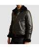 Cazadora bomber de piel de oveja negra para hombre, color negro, - Product Image 2