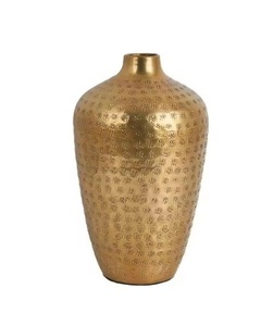 Florero de hierro martillado dorado de alta calidad, diseño de lujo para el hogar o la oficina, accesorio decorativo de escritorio elegante para bodas - Product Image 1