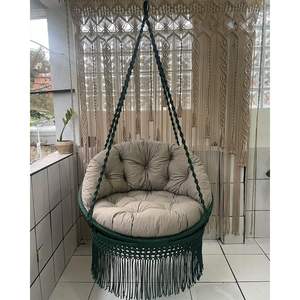 Chaise suspendue pliable en macramé pour jardin intérieur et extérieur, chaise double en macramé, chaise suspendue tissée pour meubles d'extérieur - Product Image 3