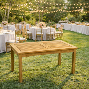 Table basse rectangulaire en teck durable pour l'extérieur, mobilier de jardin et de patio, finition naturelle, résistante aux intempéries, table en bois massif - Product Image 3