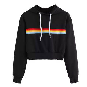 Custom Logo Womens Cropped Hoodie Cotton Blend Fashion Sweatshirt with Drawstrings for Sportswear Gym Training and Daily Wear - Product Image 1