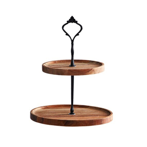 Présentoir à gâteaux en bois pour restaurant Décoration de présentation de collations et de pâtisseries Présentoir de décoration de gâteaux d'anniversaire à 2 niveaux - Product Image 5