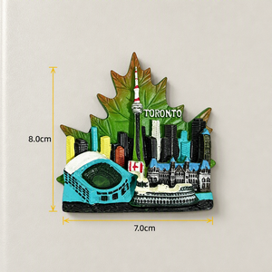 Aimant décoratif pour réfrigérateur en polyrésine, motif paysage urbain de Toronto et feuille d'érable - Product Image 1