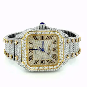 Wholesale Selling 195 TO 205 MM Band Length Ice Crushed Moisannite Real Diamond Watches Suitable for Men and Women