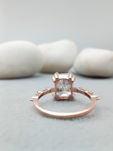 Fine Jewelry Solitaire Bague de fiançailles 14K/18K Solid White Yellow Gold 3.0 CT VVS Lab Grown Emerald Cut GIA Certified - Product Image 4