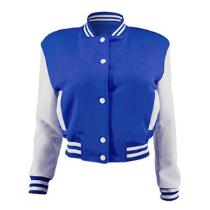 Chaqueta universitaria corta de Color personalizado para mujer, manga larga, longitud corta, nueva Parte superior elegante, tendencia, bordado, piel de oveja, viscosa - Product Image 3