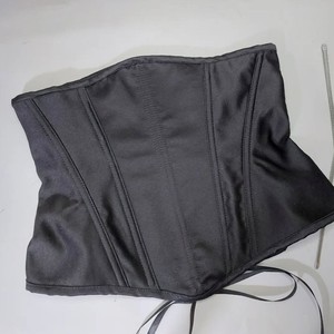 Sculpted Satin Breathable Corset Top Women High Fashion Bustier <b>Wired</b> Cups Side Lace Detail Firm <b>Control</b> Thin 3D Embroidery - Product Image 1