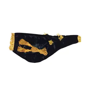 Scottish Highland schwarzer Dudelsack-Samt mit goldener Schnur Hand gefertigte Dudelsäcke mit kostenlosem Dudelsack