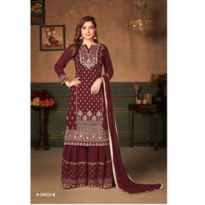 Traje étnico indio con Sharara para mujer, traje de Georgette con hilo bordado Dupatta y traje de trabajo Zari Salwar para mujer india - Product Image 1