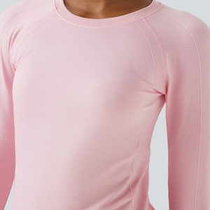 Custom Logo Women Crew Neck Stretch Breathable Eco-Friendly <b>Gym</b> Fitness <b>Top</b> <b>Long</b> <b>Sleeves</b> Lightweight Yoga T-shirt - Product Image 4