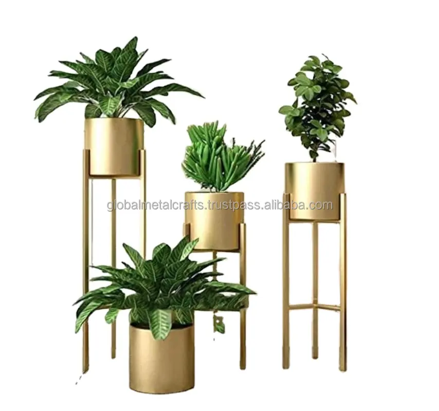 금속 바닥 꽃 스탠드 거실 침실 디스플레이 식물 스탠드 화분 냄비가있는 키가 큰 실내 식물 스탠드