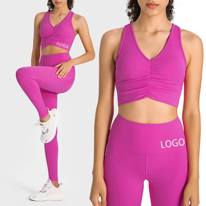 Tenues d'exercice de couleur unie de haute qualité grande taille couleur unie Fitness vêtements d'été Yoga ensemble 2 pièces Fitness vêtements de course - Product Image 1