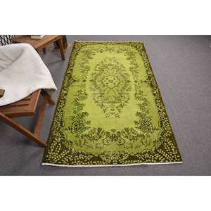 Classique vert marron Vintage tapis turc 3.7 X 6.8ft Patchwork Rectangle tapis laine Latex support pour décorations de salon - Product Image 1