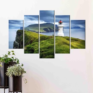 Stunning Faroe Islands View Printed <b>Canvas</b> Wall Decor with Floating <b>Frame</b>,5P Mix:Gallery Wrap - Product Image 1