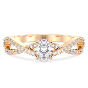 Bague de fiançailles en argent sterling 925 avec moissanite, vente directe du fabricant REYES, plaquée or rose 14 carats, bijoux fins - Product Image 1