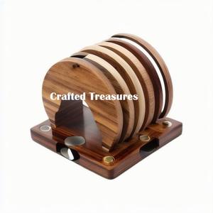 Luxury Leather <b>Coaster</b> <b>Set</b> of 4 high Quality Leather Drink <b>Coasters</b> with Non Slip Base Ideal Corporate Gift - Product Image 4