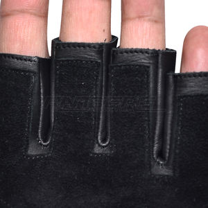 Black Leather <b>Fingerless</b> Tactical <b>Gloves</b> Padded Knuckles for <b>Mens</b> Hunting & Outdoor Use Customized OEM Half Finger <b>Gloves</b> - Product Image 4
