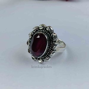 Tốt nhất bán 925 Sterling Bạc dân tộc Boho GYPSY tuyên bố Nhẫn kim cương <span class=keywords><strong>Ruby</strong></span> đá quý July Birthstone trang sức Cung cấp bán buôn - Product Image 2