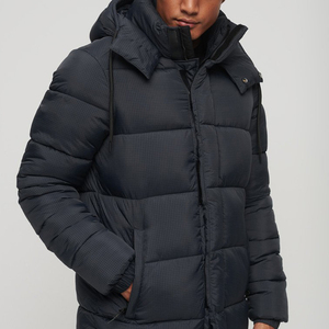 Wholesale Casual Street Winter Detachable Hood Puffer <b>Coat</b> Jacket Custom Waterproof Ripstop Down Puffer Jacket for Men - Product Image 4
