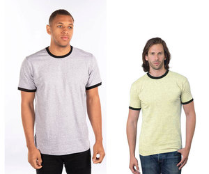T-shirt à col contrasté ultra-doux, impression sérigraphique de qualité supérieure, léger, mode vintage pour homme, 100% coton, personnalisé - Product Image 5