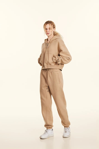 เสื้อมีฮู้ดแบบซิปของผู้หญิงเสื้อครอปแบบเรียบผ้าคอตตอนผ้าฟลีซเสื้อมีฮู้ดแบบมีซิปออกแบบได้ตามต้องการ - Product Image 6