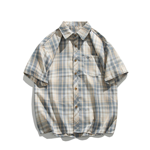 เสื้อเชิ้ตผ้าสักหลาดแขนยาวสำหรับผู้ชาย, เสื้อเชิ้ตผ้าฝ้าย100% คอปกตั้งดีไซน์ลายทางสำหรับฤดูใบไม้ร่วง - Product Image 6