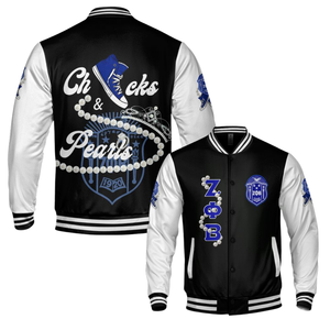 Zeta Phi Beta 1920 Bleu Blanc Sororité Letterman ZPB Varsity Jacket Greek Life Chenille Patch Fondateurs Style Gear - Product Image 6