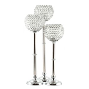 Portavelas de cristal alto con revestimiento de plata elegante, hecho a mano, tamaño personalizado, hoteles, habitaciones de huéspedes, casas, vidrio compuesto de Metal - Product Image 2