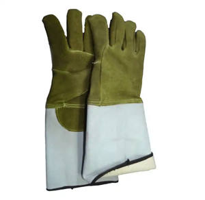 Guantes para soldadores de construcción de cuero dividido de vaca Guantes de seguridad de protección industrial con protección de manos para trabajos de soldadura - Product Image 3