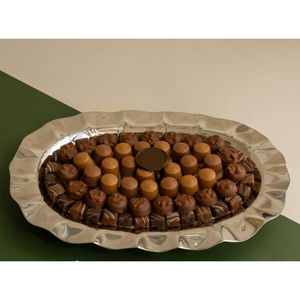 Bandeja de servicio de dulces de chocolate de metal plateado de Calidad exclusiva con bandeja de chocolate decorativa con asa para fiestas y celebraciones - Product Image 6