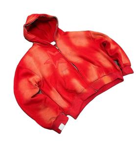 Nouveau Style Personnalisé DTG Impression À Capuche 400Gsm Surdimensionné Rouge Couleur Coton Lourd Polaire Personnalisable Imprimer Hoodies - Product Image 1