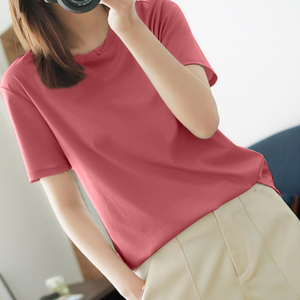 Vente en gros de chemises pour femmes OEM/ODM personnalisées lourdes de haute qualité 100% coton T-shirts en coton uni deux tons respirants Street Wear - Product Image 4