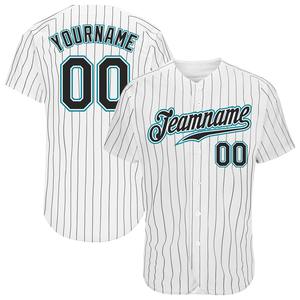 Directo Ommiz Industry Ropa deportiva auténtica Custom White Black Pinstripe Black-Teal Authentic Baseball Jersey - Product Image 1